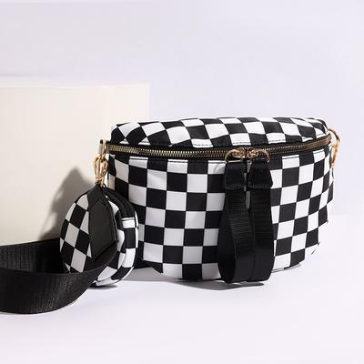 New Plaid Design Shoulder Bag Women's Trendy Two-Piece Crossbody Shell Bag Lightweight Outdoor Commuting Fashion Chest Bag