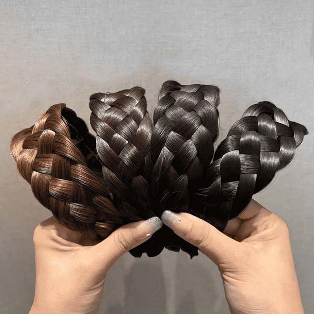 Braid High Cranial Top Artifact Korean Style Headwear Wig Headband Wide Hair Hoop Female Hairbands