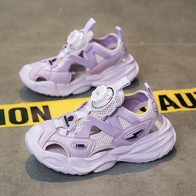 Teen Sandals Boys Baotou Sandals Summer Mesh Breathable Children's Sneakers Hollow Medium and Older Children's Beach Shoes