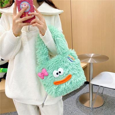 Autumn & Winter Cartoon Plush Shoulder Bag - Large Capacity, Cute & Trendy for Students