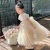 Dress Girls Princess Birthday Party Bow Summer Skirt Baby Girl's Bubble Sleeve Mesh Sequin Sweet Cute