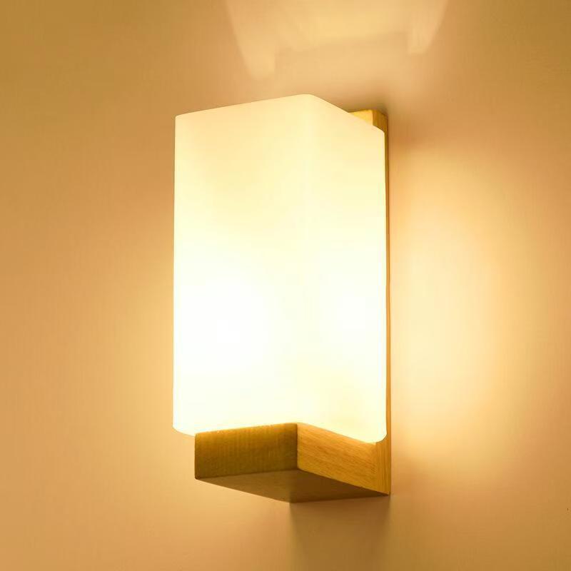 Nordic Solid Wood LED Wall Lamp for Bedroom, Hotel, Stairwell, Corridor