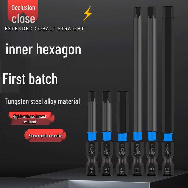 Extended S2 Air Pneumatic Screwdriver Hex Bit Set - Strong Magnetic, Super Hard, Non-slip