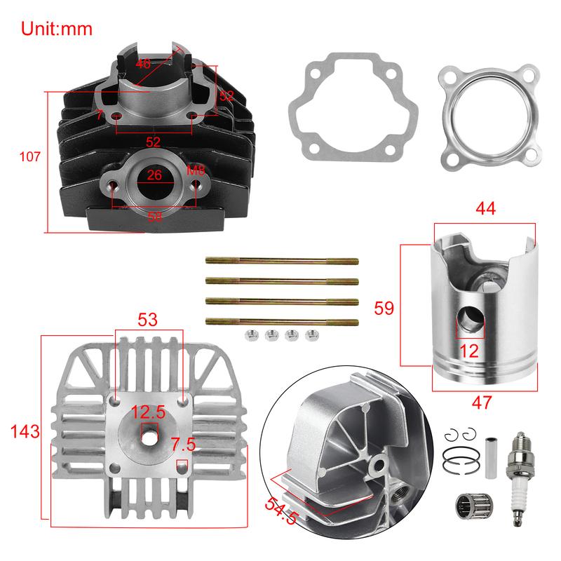 New Cylinder Gasket Piston Ring Kit Top End for Yamaha PW 80 PW80 Y-Zinger 1983-2006 Dirt Bike Engine Cylinder
