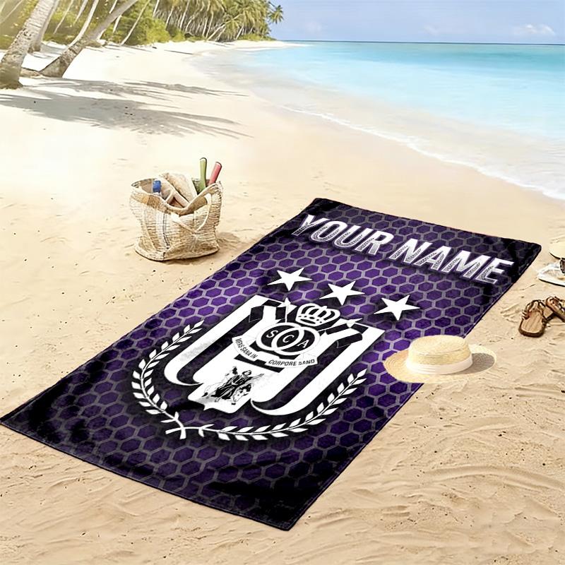 Name Custom RSC Anderlecht Print Beach Towel, Large Soft Quick Dry Towel for Beach Camping Swimming
