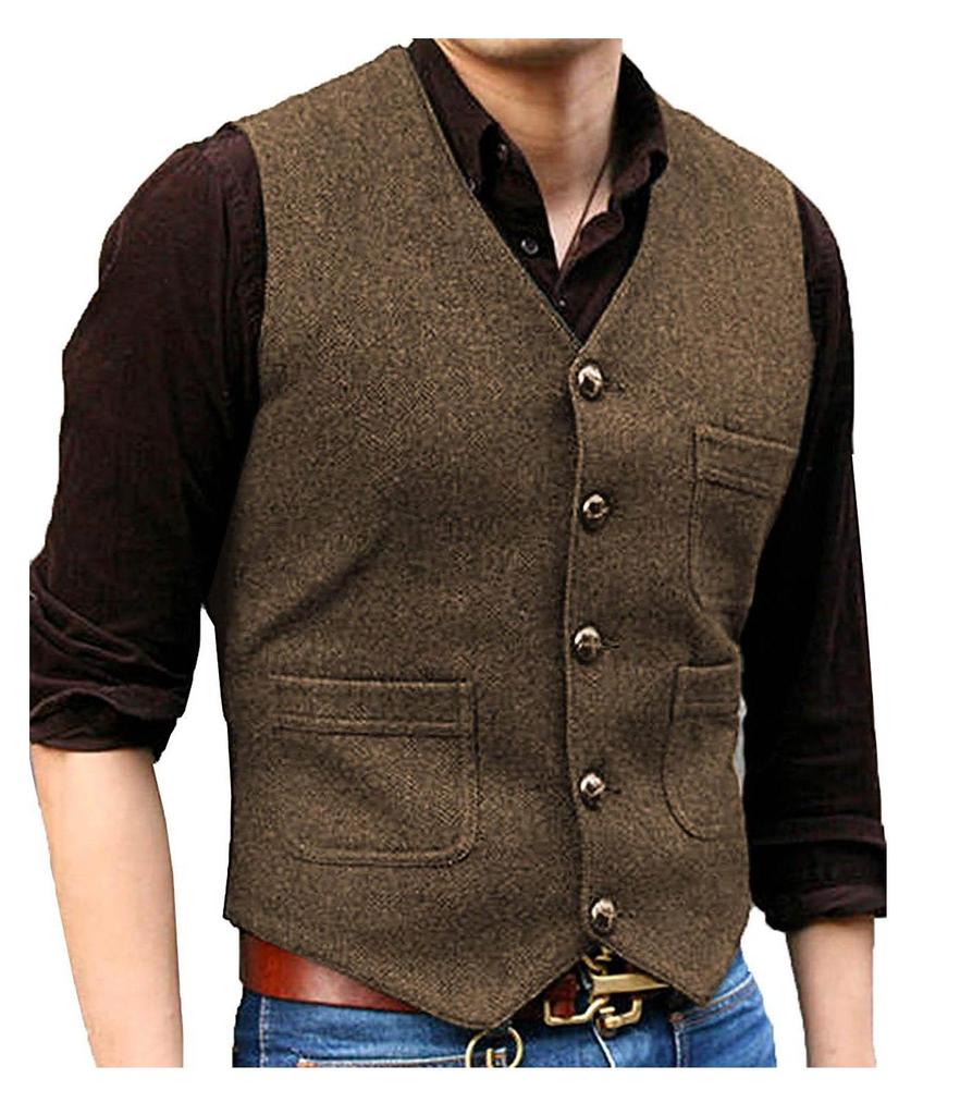 Men's V-Neck Wedding Vest - Perfect for Groom or Best Man