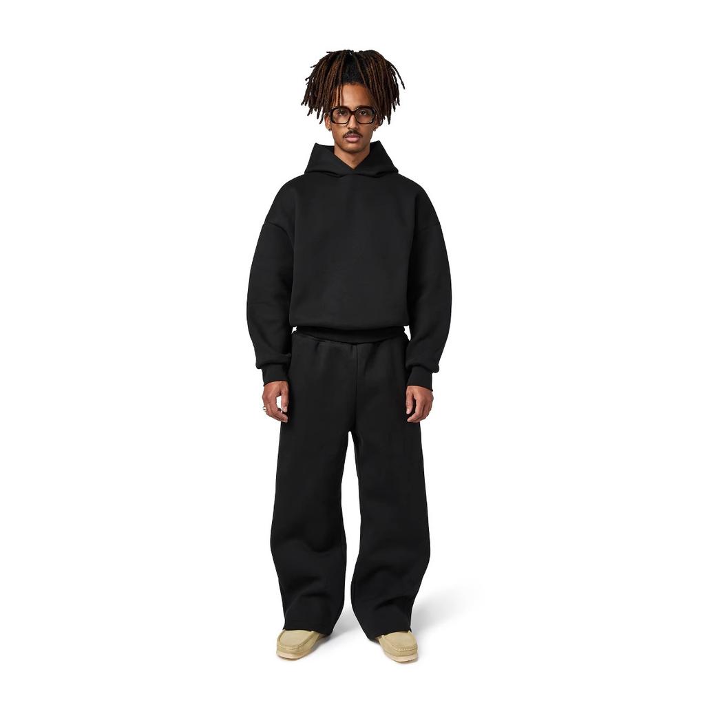 New Hooded Men's Women's Loose Suit With Drop Shoulder Ribbed Hem Sweatshirt Elastic Hidden Drawstring Waistband Sweatpants