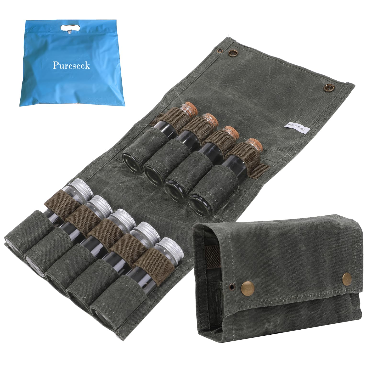 

Pureseek Outdoor Seasoning Container, Multi-Purpose Spice Case, Seasoning Case, BBQ Storage Case, Bag, Spice Box, Stylish, Solo Camping, Camping