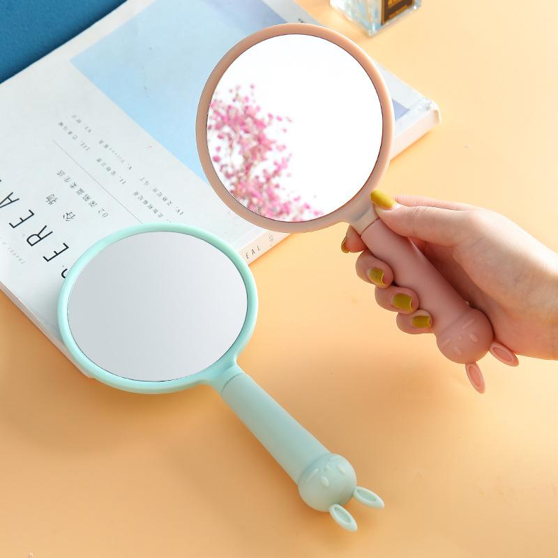 Cartoon handheld makeup mirror creative handle mirror beauty mirror portable round small mirror