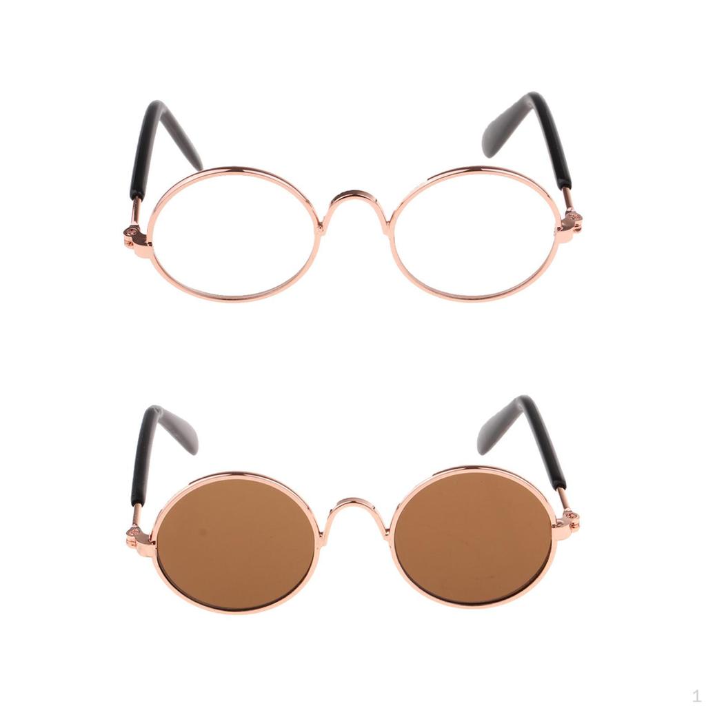 Pair of Round Glasses for 12 Inch BJD Dolls, Tawny and Clear