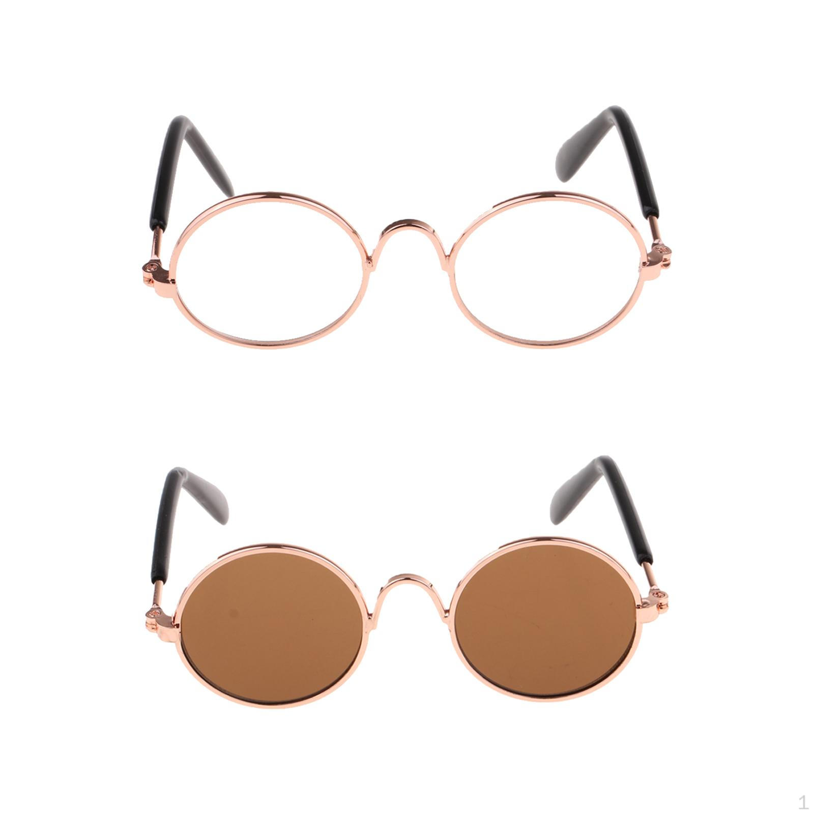 

Пара круглых очков для 12-дюймовых BJD кукол, рыжие и прозрачные