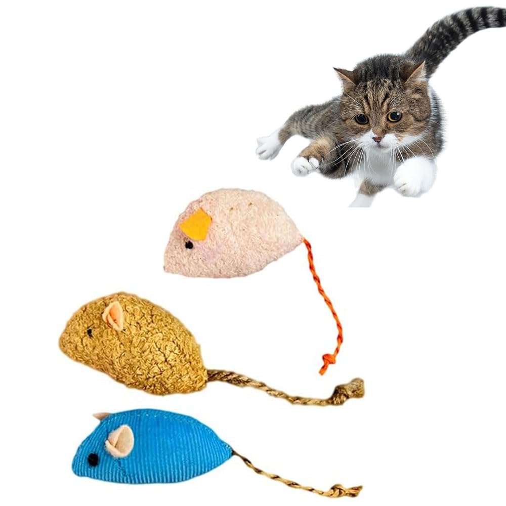 

Cat Mouse Toy, Cat Toy, Plush Mouse, Stress Relief, Play, Chew, Exercise and Release (3-Piece Set)