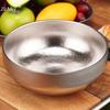 Large Size Pure Titanium Double-Wall Salad Bowl,23 Cm Home Breakfast Bowl Cheese Food Tableware,Snack Bowl Table Kitchenware