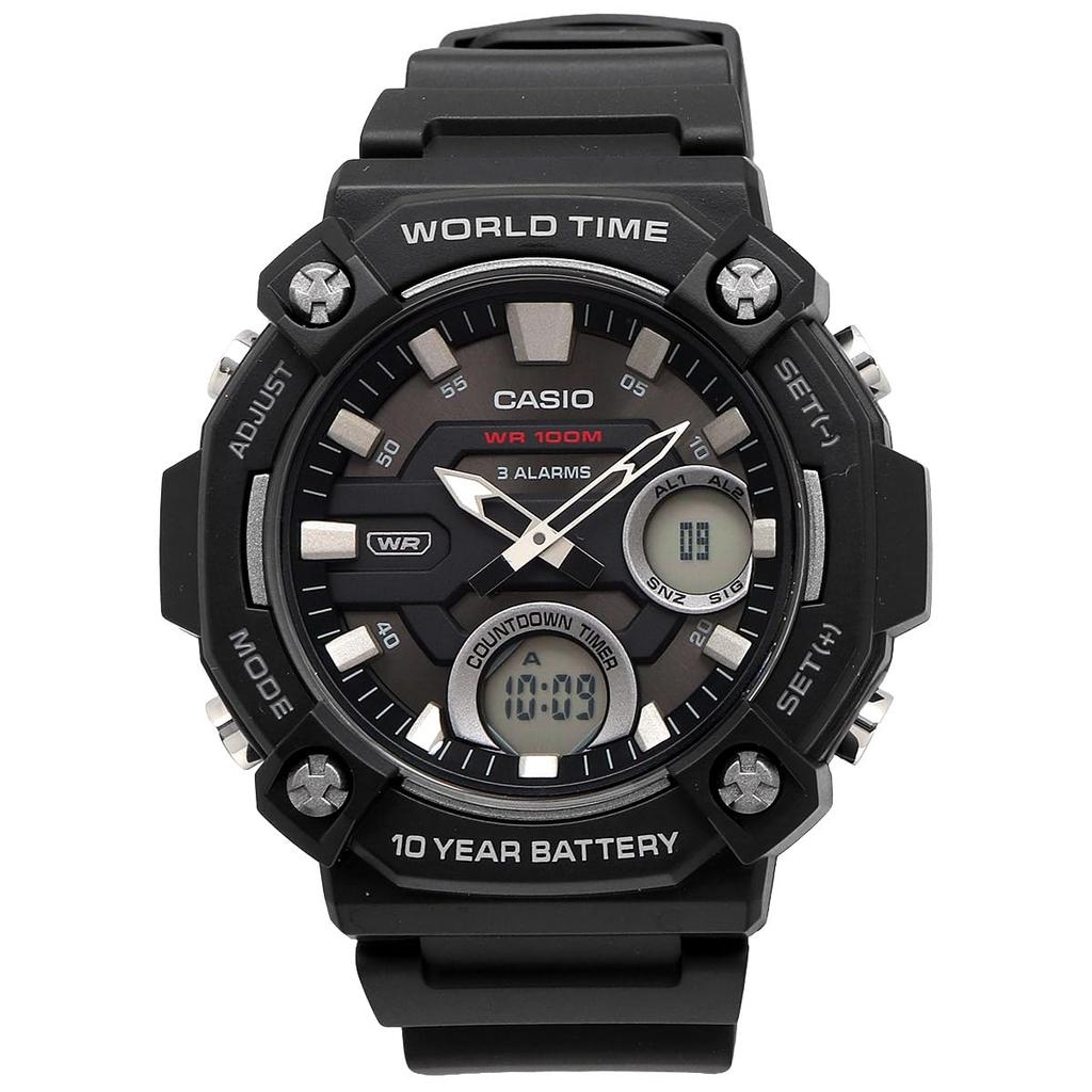 CASIO World Time Telememo Quartz Watch Black Overseas Model [Casio] Analog-Digital AEQ-120W-1AV Men's [Used]