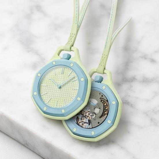 Orologio da tasca ottagonale colorato, Orologio analogico al quarzo meccanico, Orologio da tasca con cassa traforata con cinturino in ecopelle per uomo donna