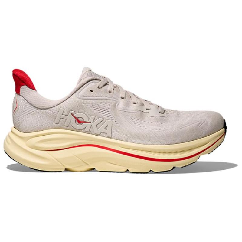 HOKA ONE ONE CLIFTON 10 Running Shoes Women's Lime Gray/Fiery Red Sneakers 1162031-SCCC