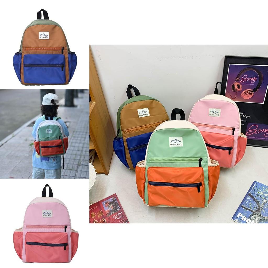 Childrens Nylon School Backpack With Curved Shoulder Straps For Kindergarten And Travel Use