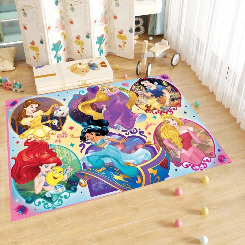 Cute cartoon rug with princess anime pattern, non-slip, machine washable, suitable for living room, bedroom, and home use.-22