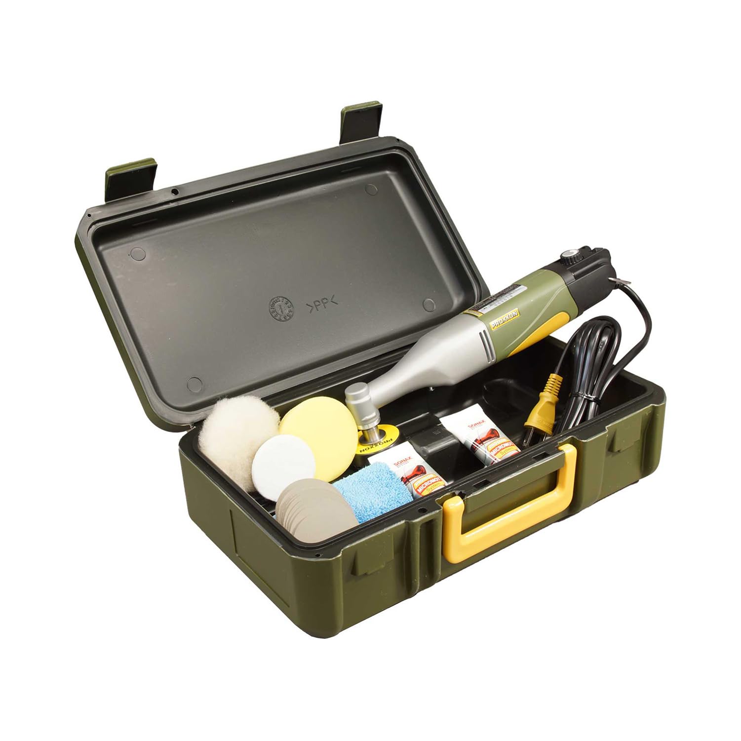 

PROXXON Micro полировальная машина для поверхности, которая поддерживает крутящий момент даже на низких 27580 Полировальная машина, скоростях, №. зелёный