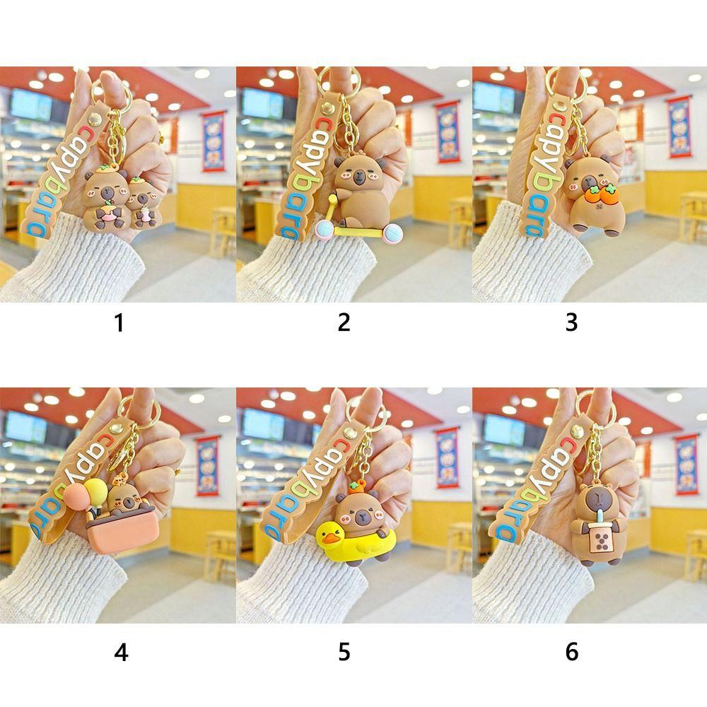Car Ornament Cartoon Capybara Keychain Micro Landscape Desktop Ornament Keychain Pendant Doll  Gift
