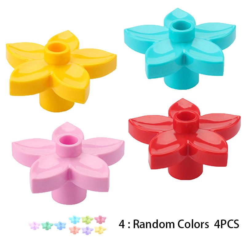 4pcs Big Building Block Forest Plant Series Flower Grass Tree Outdoor Adornment Street Accessories Compatible Scenes Toy For Kid