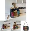Trendy Color Stitching Canvas Tote Bag 2024 New Street Style Wide Strap Crossbody Bag