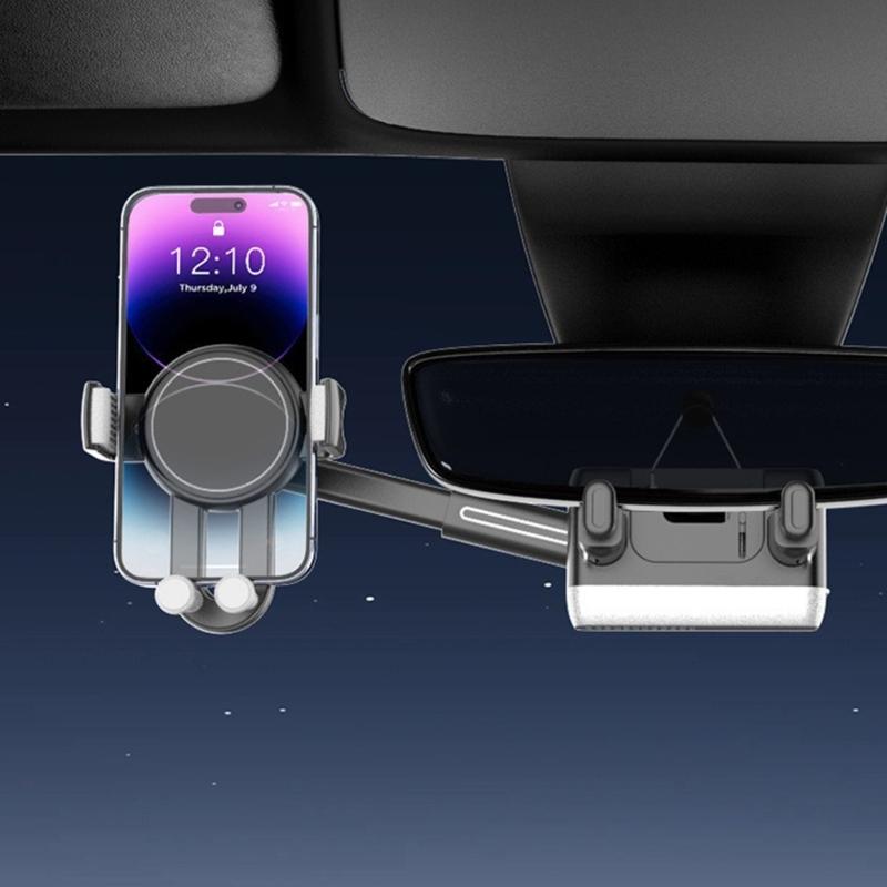 Universal Car Rearview Mirror Smartphone Mount 360 Degree Rotation And Adjustable Length Suitable For Any Vehicle Model