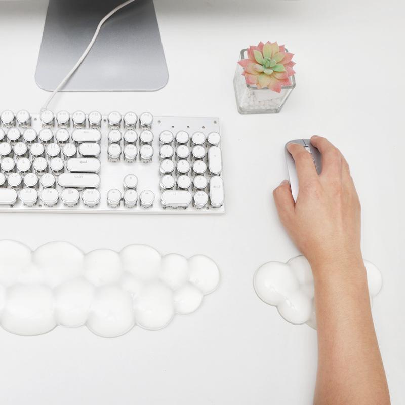 Cloud Shaped Silicone Keyboard Wrist Rest Cartoon Style Mouse Wrist Pad for Girls Teen Home Office Desk