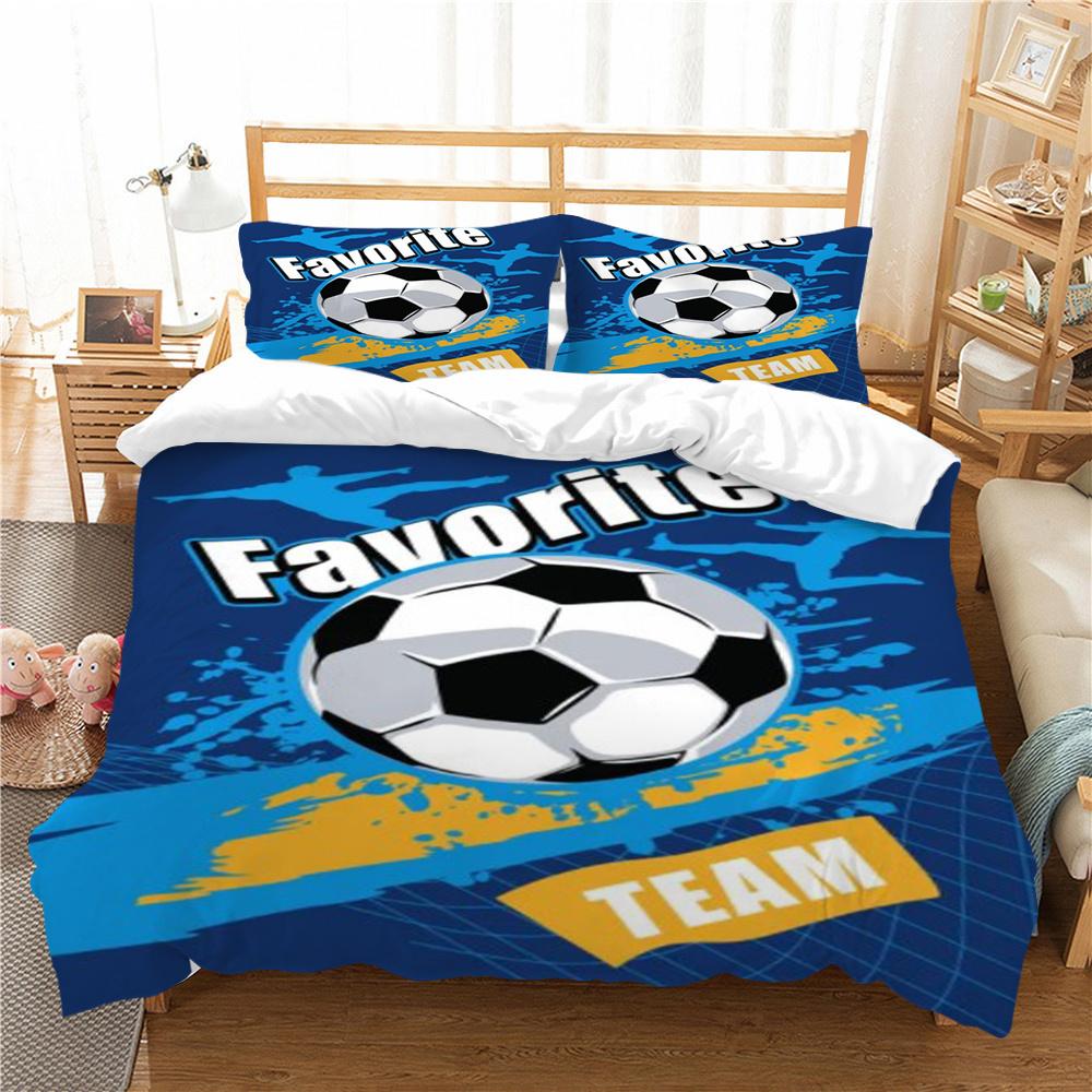 Jocuri fotbal Set de lenjerie de pat cu fetă de pernă Lenjerie de pat pentru acasă Imprimare fotbal Set cuvertură de pilota de înaltă calitate Seturi de pat respirabile