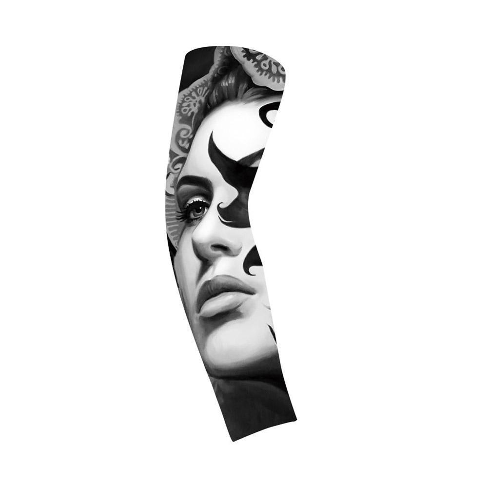 1PC Ultra-Thin Cooling Sve Covers Sun Protection Floral Arm Tattoo Design for Cycling And Summer Heat Relief Men's Arm Protector