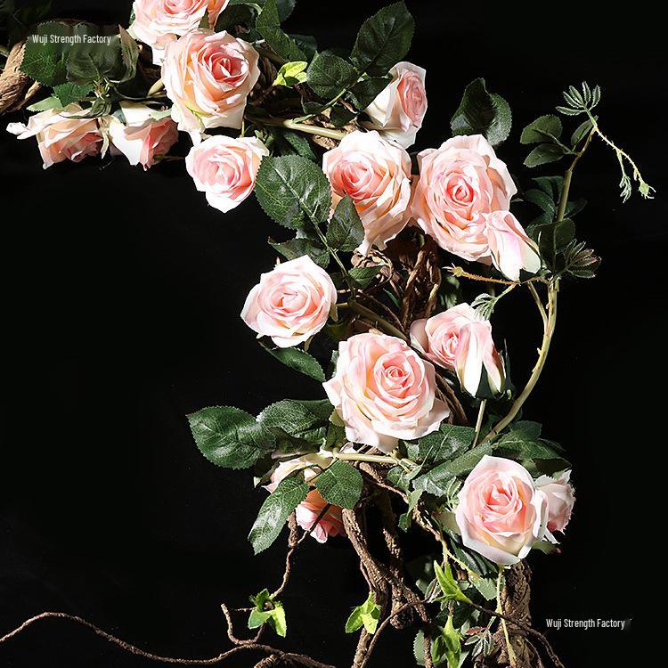 Artificial Rose Vine Wall Decor for Air Conditioner Pipes