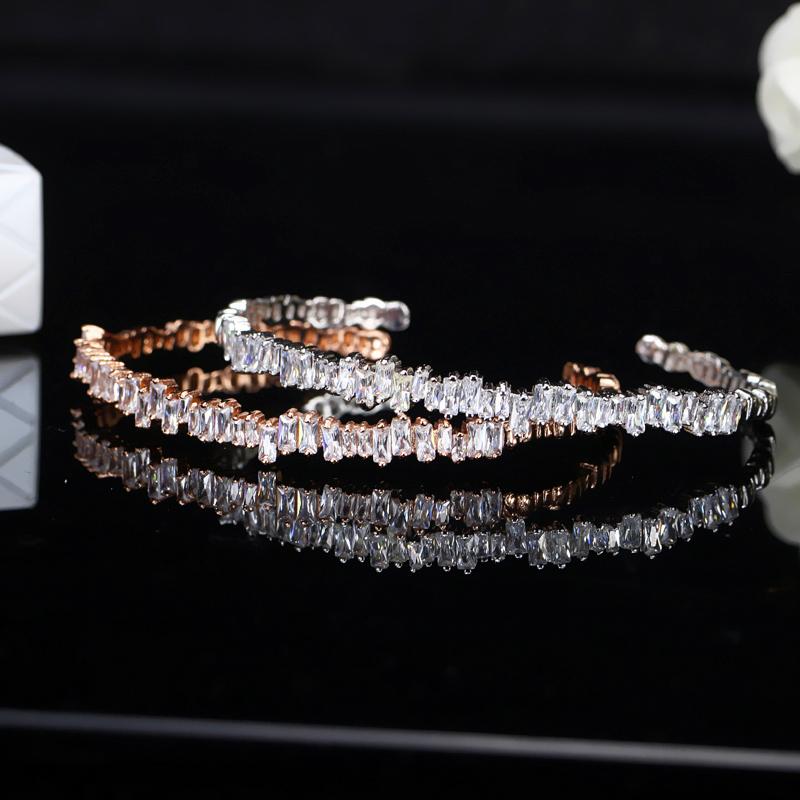 WWJ Baguette-Zirkonia-Set mit verstellbarem Ring und Armreifen