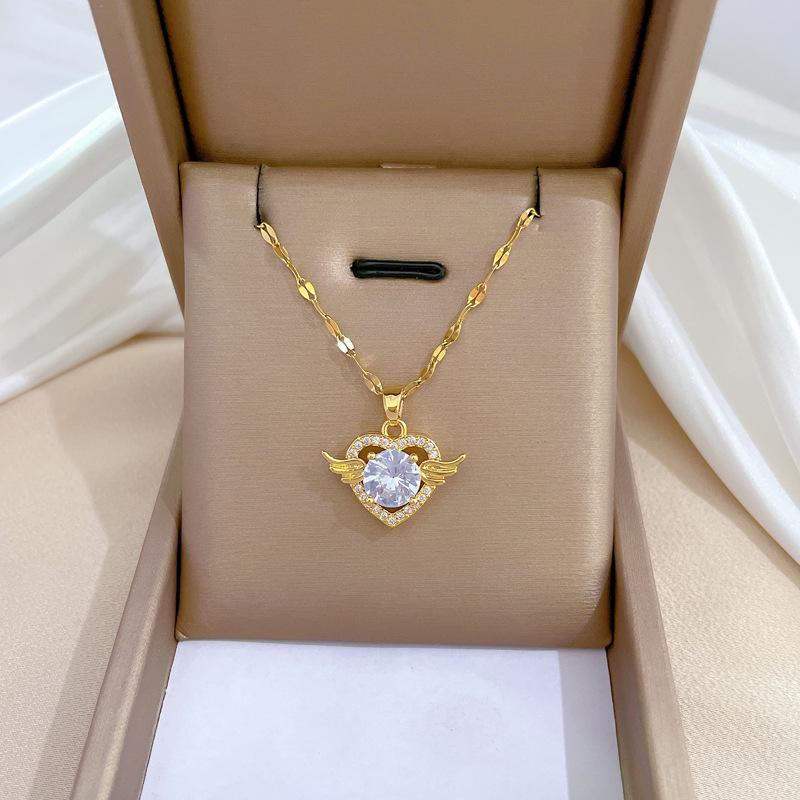 Collier à la mode pour femmes, en cuivre, Micro incrusté, en acier, Simple, maille rouge, chaîne de collier exquise