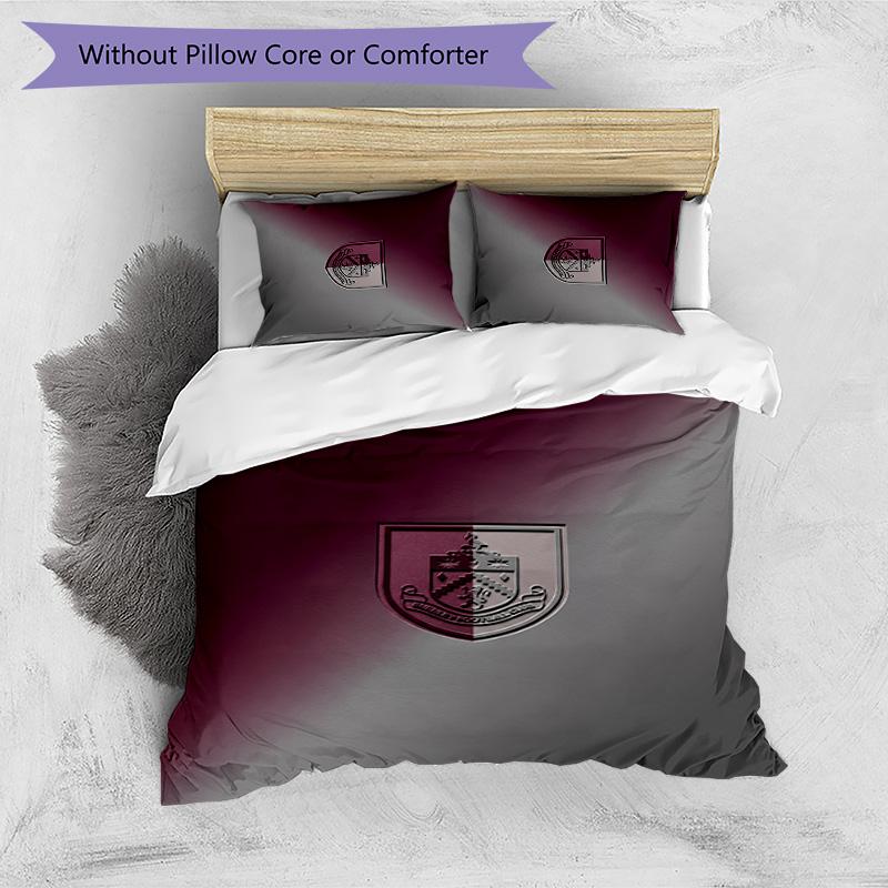 Burnley Football Printed 3 Pieces Bedding Set, Comfortable Skin Friendly Bedroom Duvet Cover Set