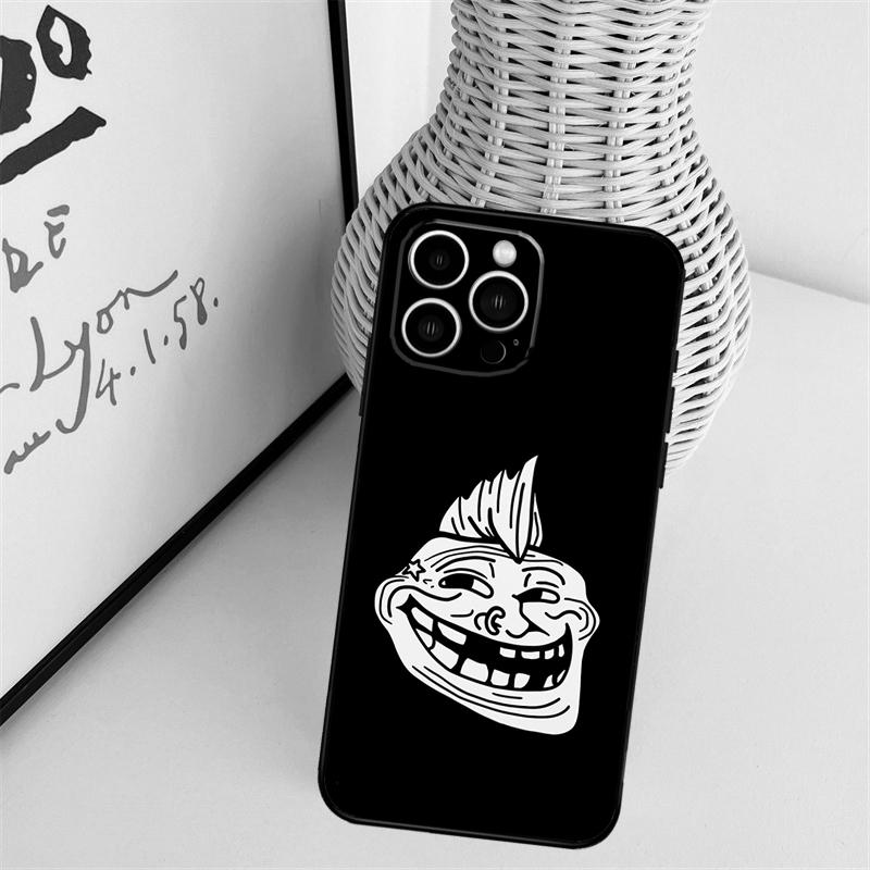 Funda de Teléfono Meme Cara de Troll Para iPhone 16 Pro Max 14 13 12 11 15 17 Pro Max mini 15 16 Plus 16e Cubierta Trasera