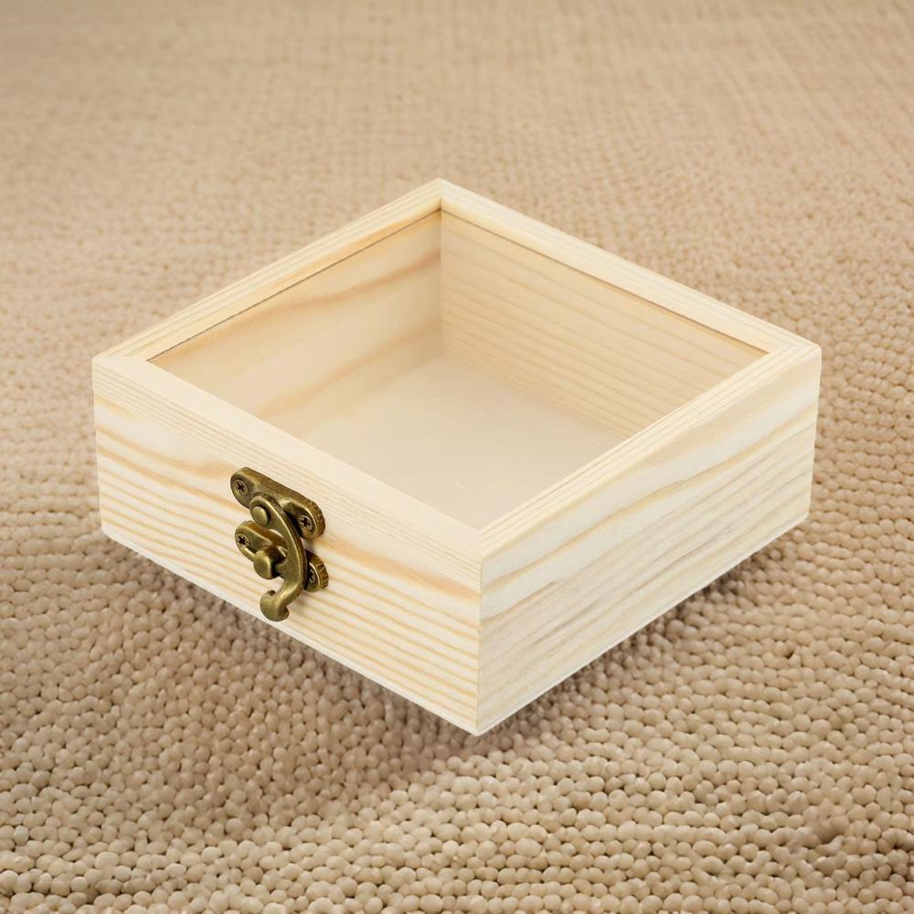 Retro Jewelry Box Rectangular Desktop Organizer Gift Box Wooden Storage Box  Family