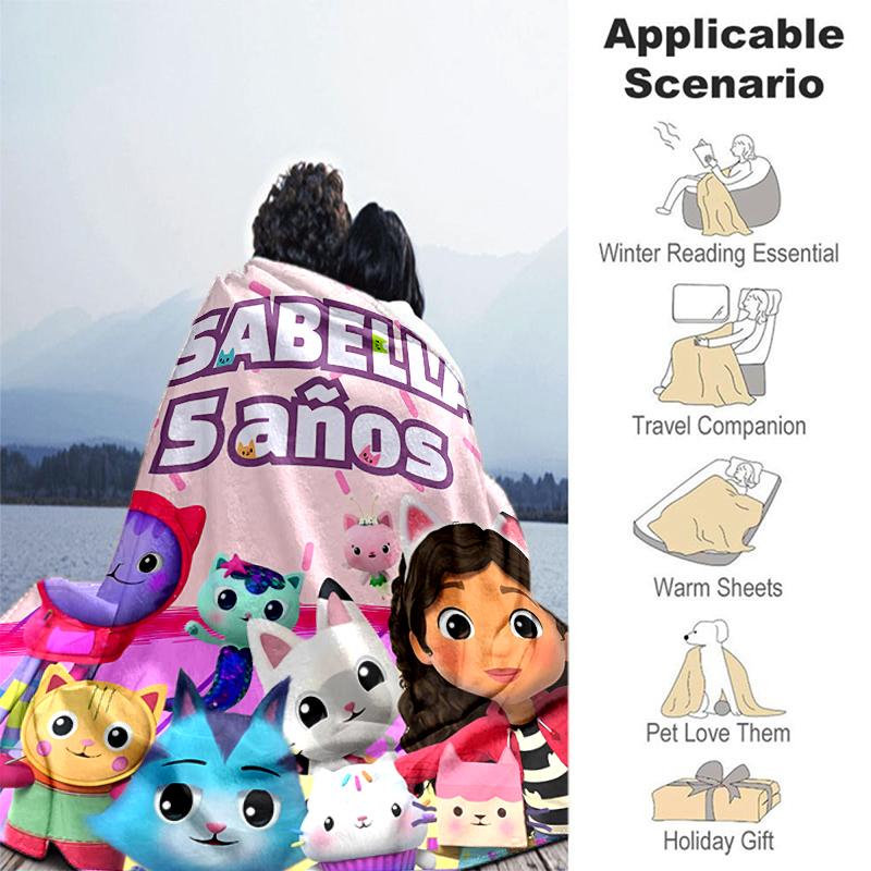 1pc Blanket Gabby's Dollhouse Print Design, Lightweight Blanket for Sofa, Bed- Soft &Warm, Gift for All Seasons like Christmas, Halloween