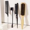 4-piece set of neutral hairstyle design tools - edge control brush and comb kit, used for combing and smoothing hair