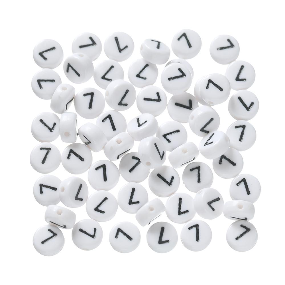 100pcs/Lot 7mm Flat Round Number Beads Acrylic Spacer Loose Bead for DIY Necklace Braclet Earrings Jewelry Making Accessories