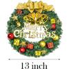 13 Inch Christmas Wreath, Artificial Pine Garland with Bowknot Bells Deer Red Berries Flower Gifts for Christmas Party Decor Front Door Wreath