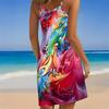 Women's Beach Dress Mini Dress Print Casual Modern Dress Sleeveless Loose Fit Outdoor Daily Summer