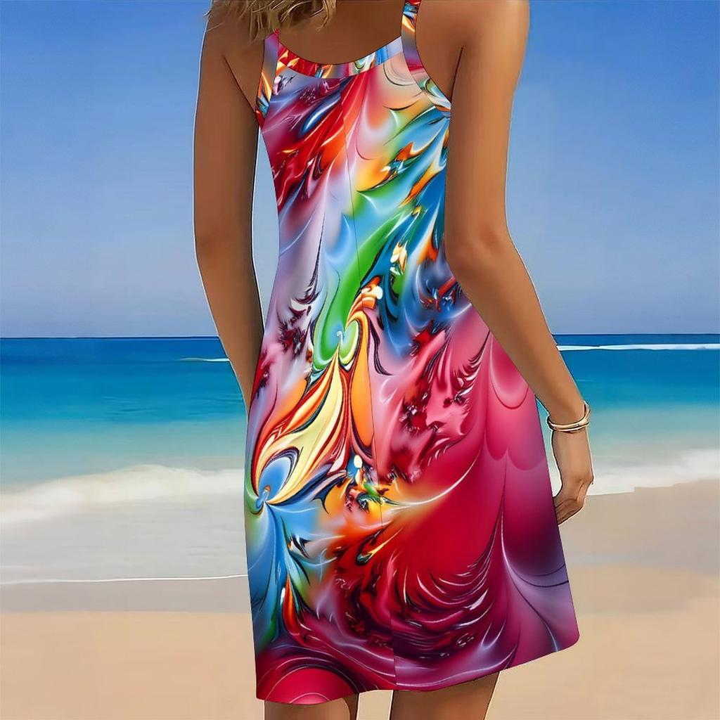 Women's Beach Dress Mini Dress Print Casual Modern Dress Sleeveless Loose Fit Outdoor Daily Summer
