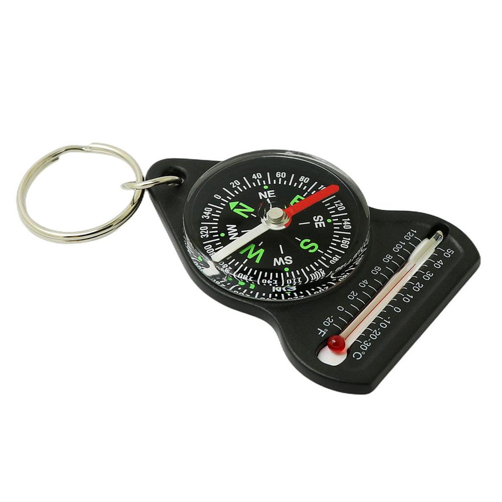 Convenient Compassing Thermometer Temperature Gauge with Keychain Perfect for Outdoor Explorations Reliable Navigation