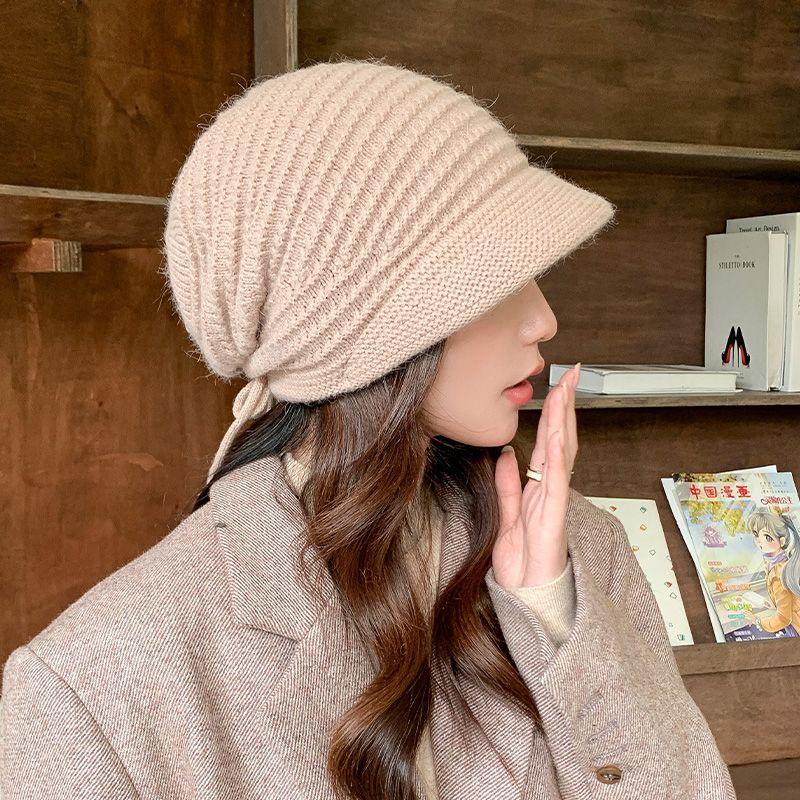 Knitted Hat Women's Winter Wool Hat Autumn and Winter Versatile Winter Warm Knitted Hat Women
