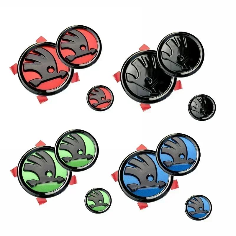 2025 Horké 3ks pro Skoda Rapid Octavia Fabia Laura Superb 1 2 3 Kodiaq Karoq Auto Přední Kapota Zadní Kufr Znak Logo na Volant