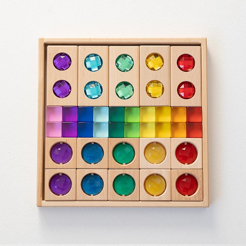 Transparent Rainbow 3D Building Blocks: Educational Acrylic Cubes for Children