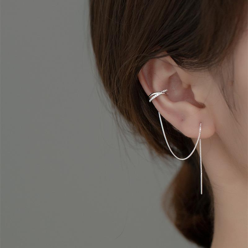 

High-grade Irregular Cross fringe Geometric Diamond Without Ear Holes Ear Stud One-piece
