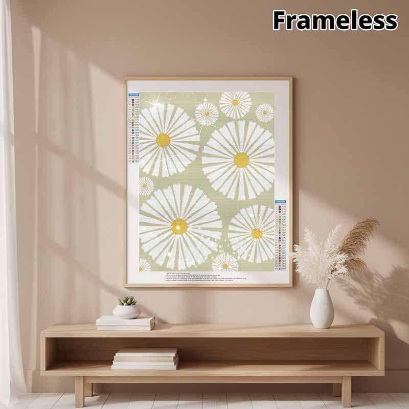 DIY Full Drill Diamond Painting Kit White Daisy Flowers Pattern Rhinestone Canvas Art for Cozy Room Decor and Gift for Friends and Family