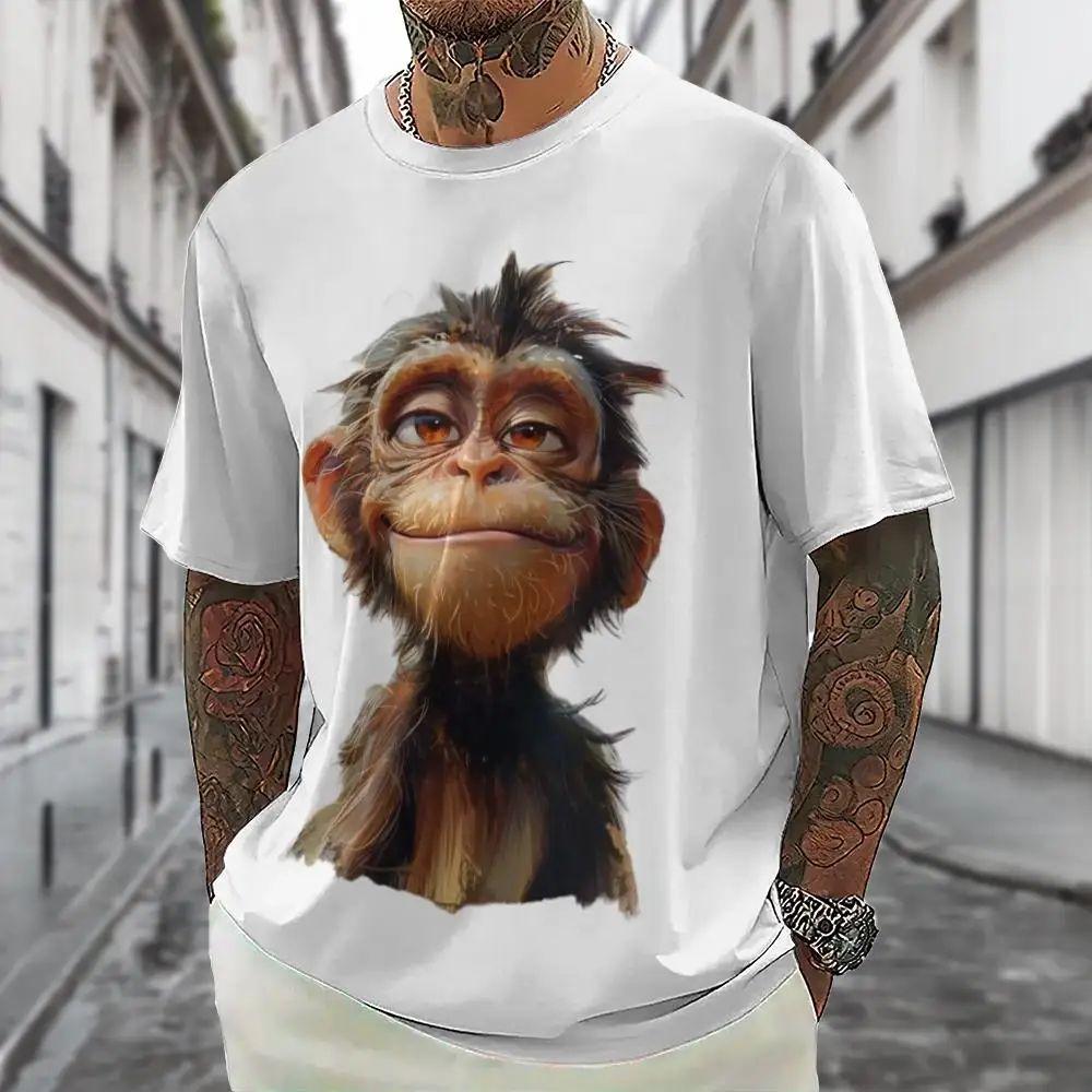 Summer Hip Hop Funny Monkey Men Short Sleeve T-Shirt 3d Print Loose Casual Cute Animal O Collar T-Shirts