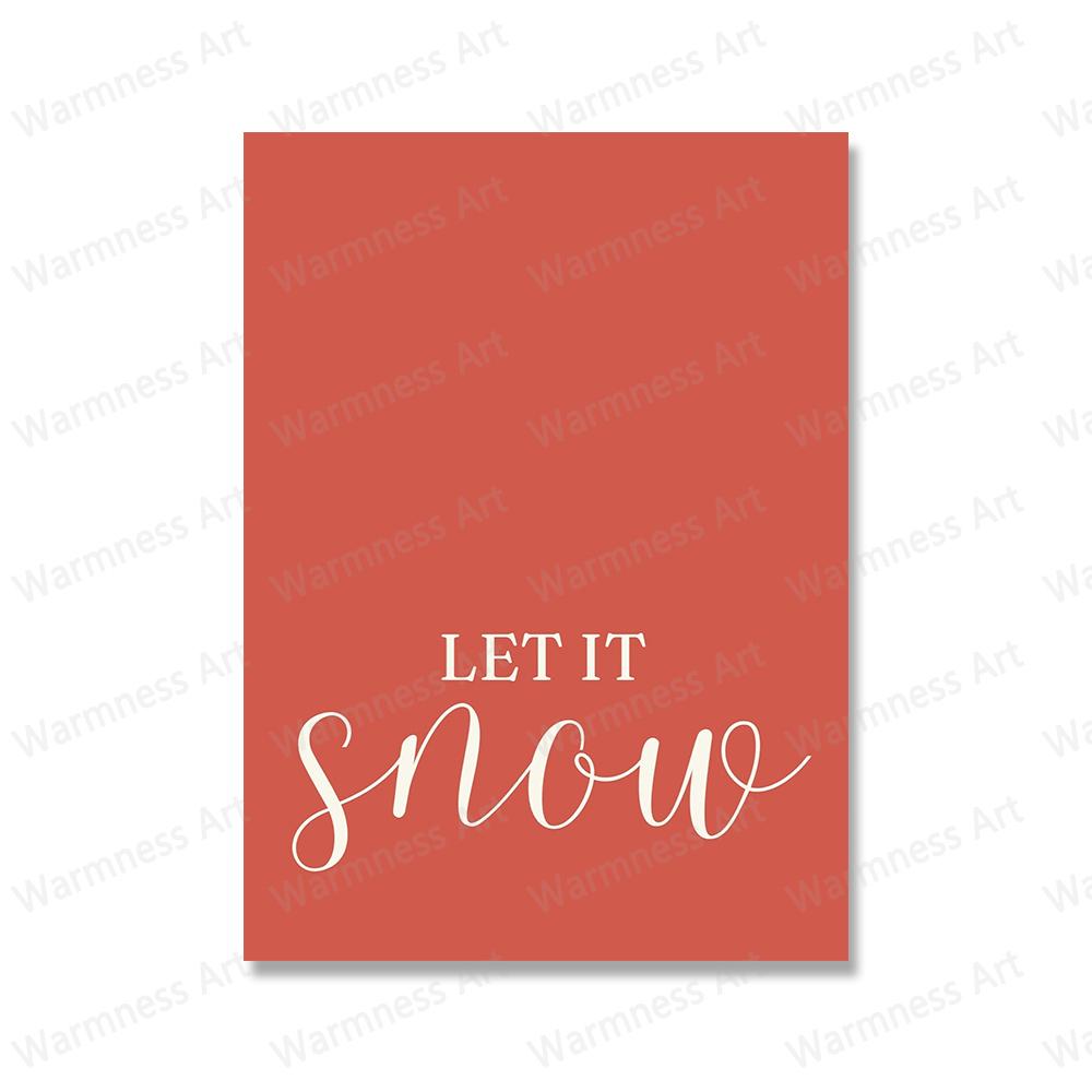 Pink Christmas Tree Snowman House Posters Canvas Painting Wall Art Pictures Winter Holiday Prints for Home Farmhouse Decoration